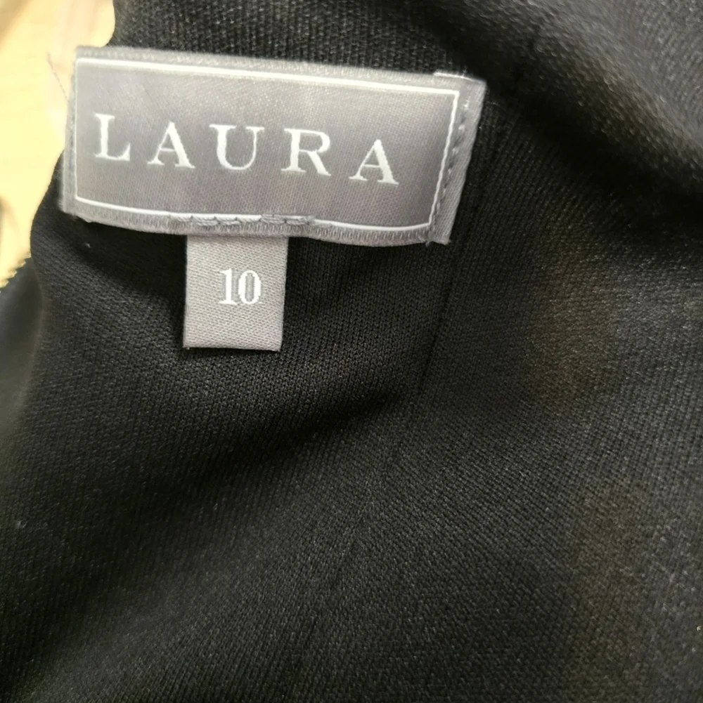 Laura Elegant Black Lace Trim Dress Size 10 Bow And Lace Embellishment - Picture 9 of 10